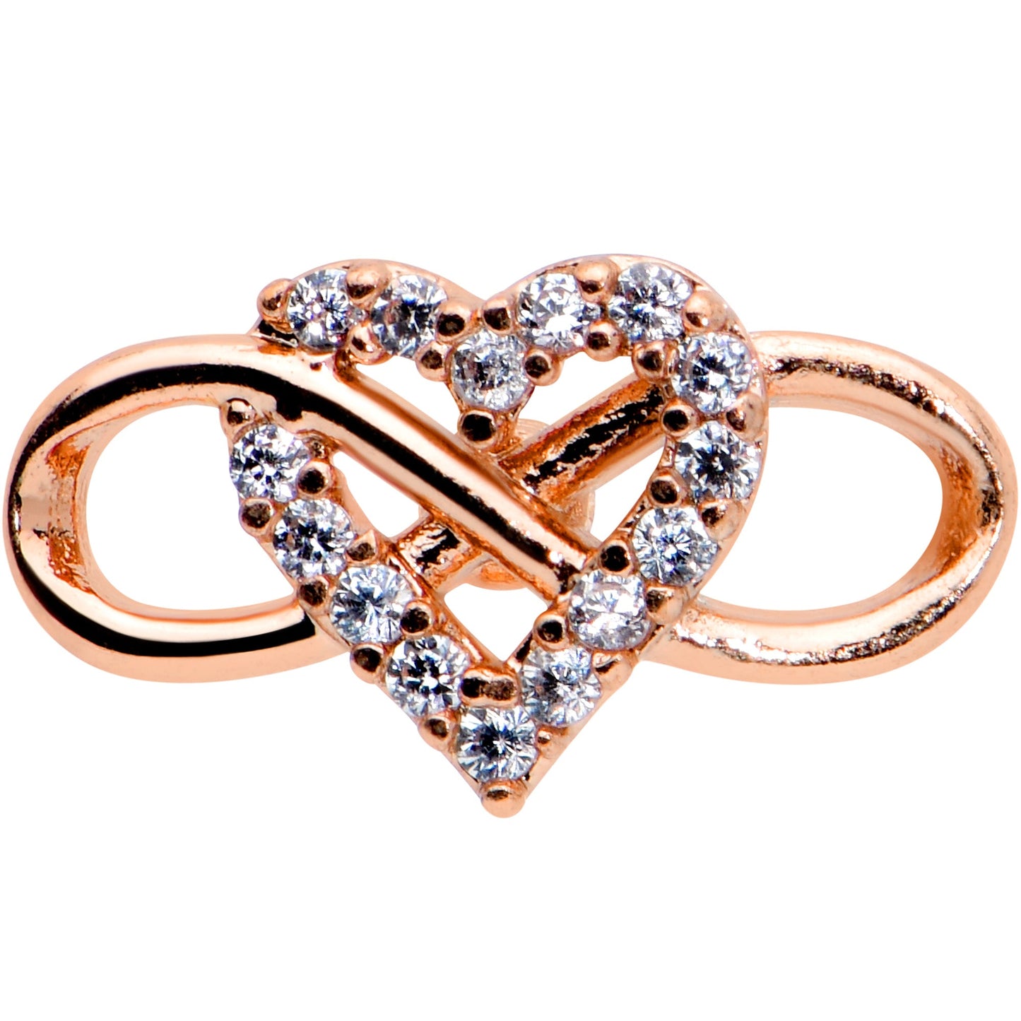 16G 5/16 Clear CZ Gem Rose Gold Hue Infinity Heart Labret Tragus