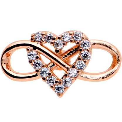 16G 5/16 Clear CZ Gem Rose Gold Hue Infinity Heart Labret Tragus