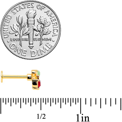 16G 5/16 Red Gem Gold Hue Tasty Cherry Fruit Labret Monroe Tragus