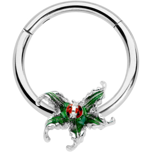 16G 3/8 Tiny Ladybug Leaves Hinged Segment Ring