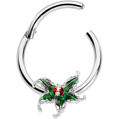 16G 3/8 Tiny Ladybug Leaves Hinged Segment Ring