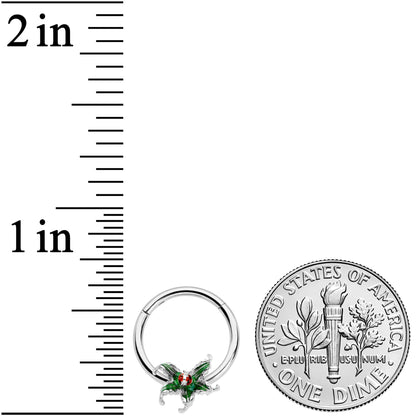 16G 3/8 Tiny Ladybug Leaves Hinged Segment Ring