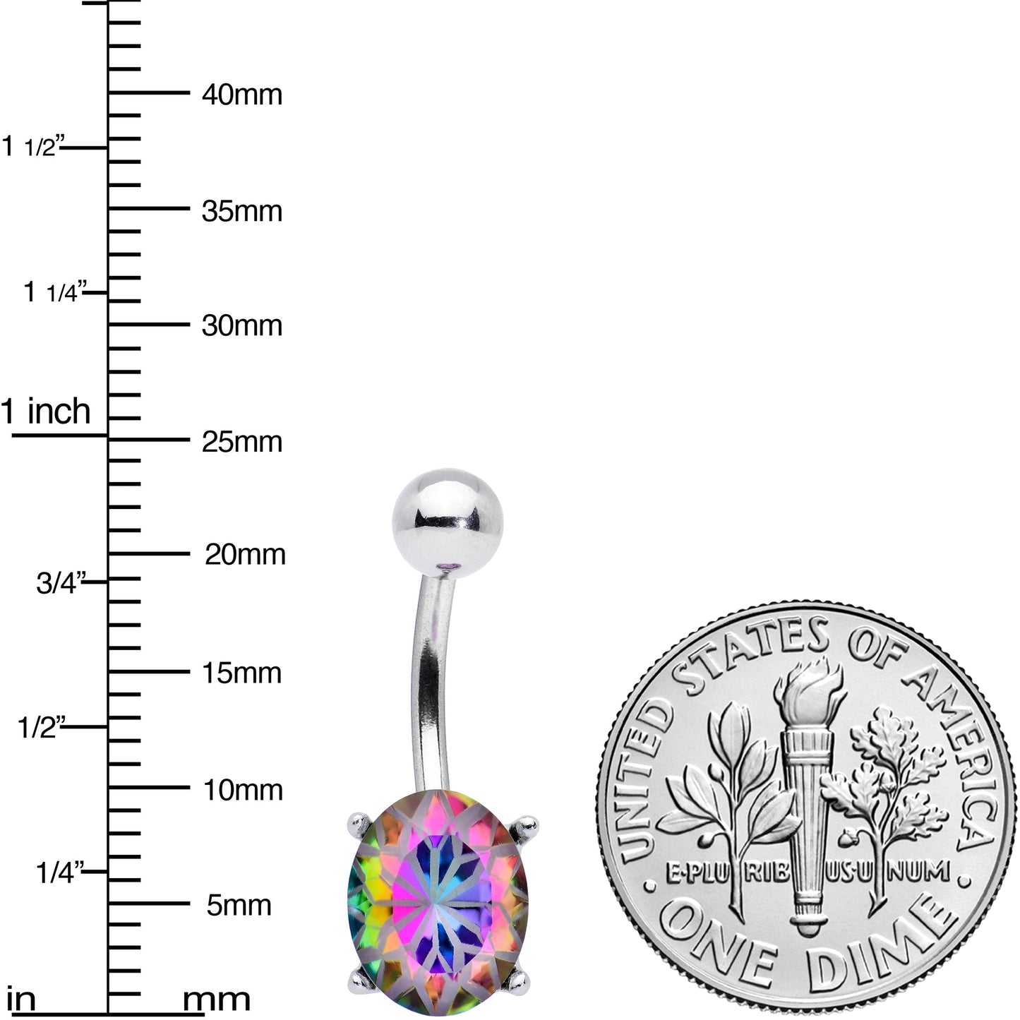 Vitrail Gem Oval Flower Mandala Stylish Elegance Belly Ring