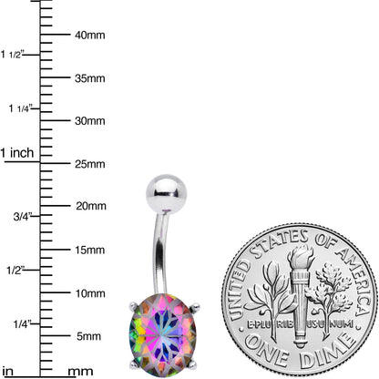 Vitrail Gem Oval Flower Mandala Stylish Elegance Belly Ring