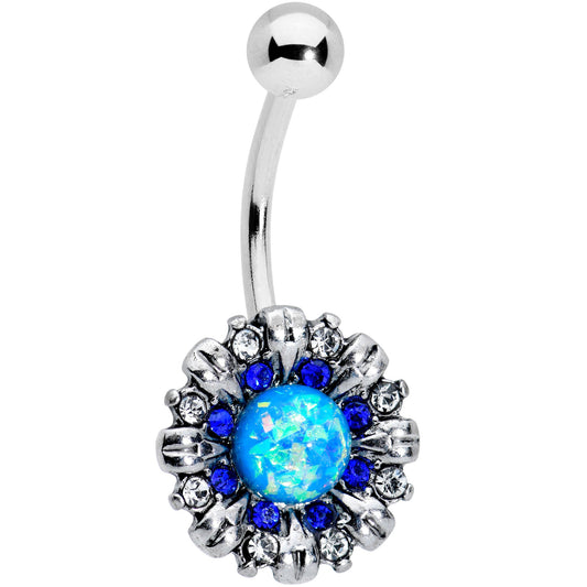 Blue Synthetic Opal Skies Are Blue Sun Belly Ring