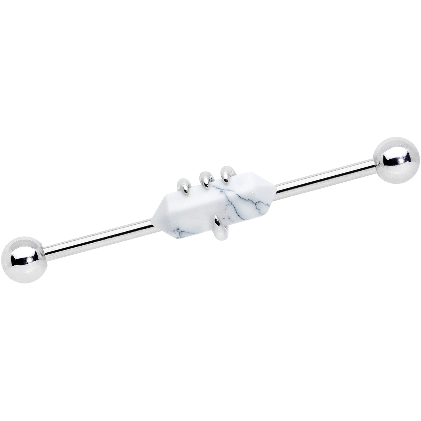 14G White Howlite Claw Industrial Barbell 38mm