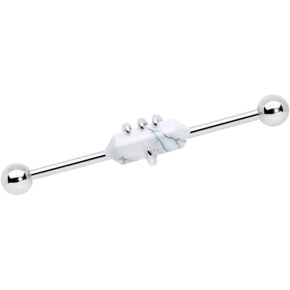 14G White Howlite Claw Industrial Barbell 38mm