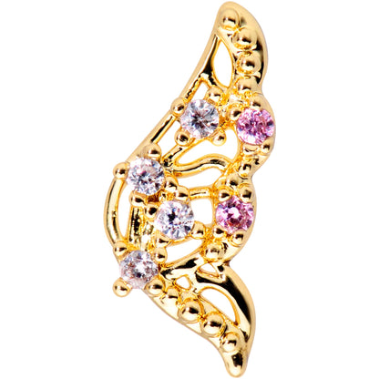 16G 5/16 Clear Pink Gem Gold Tone Airy Wing Labret Monroe Tragus