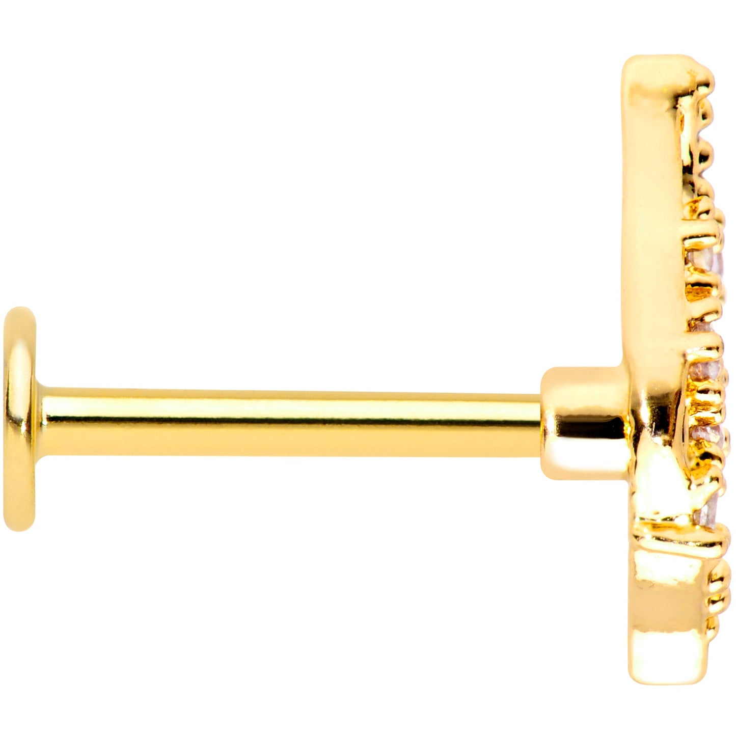 16G 5/16 Clear Pink Gem Gold Tone Airy Wing Labret Monroe Tragus