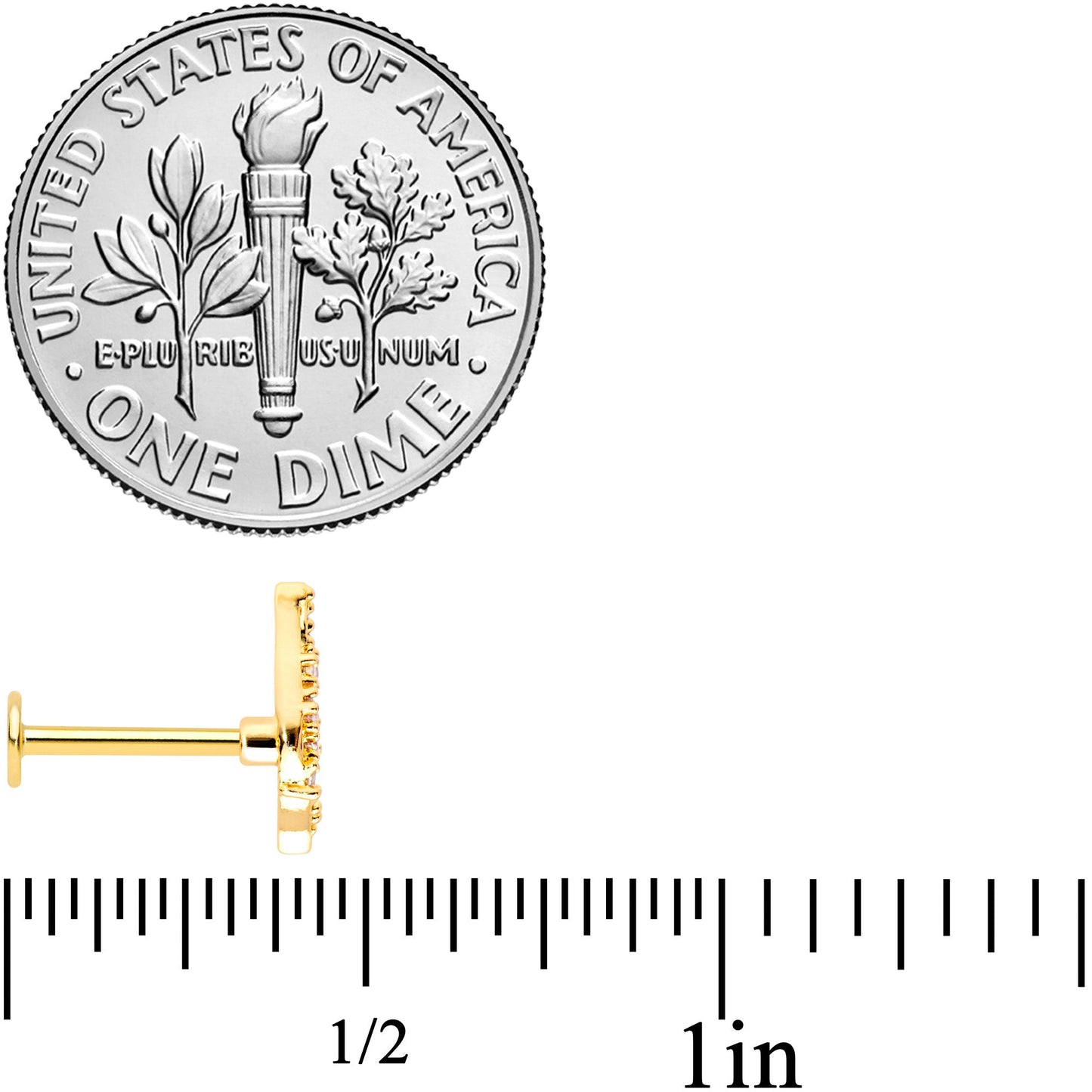 16G 5/16 Clear Pink Gem Gold Tone Airy Wing Labret Monroe Tragus