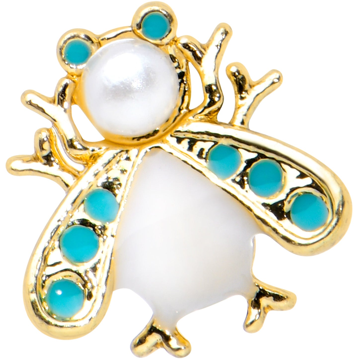 20G 1/4 White Gem Snow Bug Nose Bone