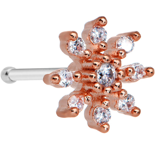 20G 1/4 Clear CZ Gem Stylish Rose Flower Nose Bone