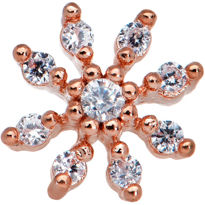 20G 1/4 Clear CZ Gem Stylish Rose Flower Nose Bone