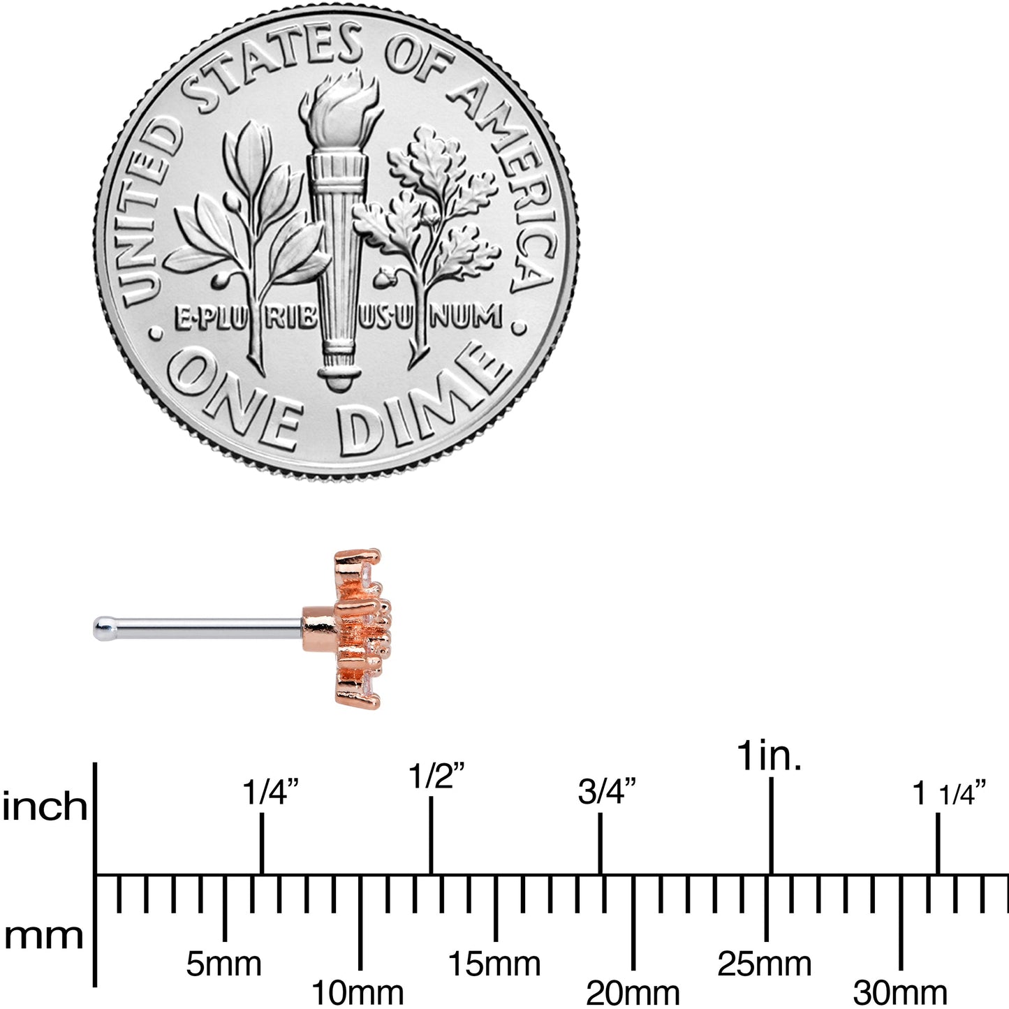 20G 1/4 Clear CZ Gem Stylish Rose Flower Nose Bone