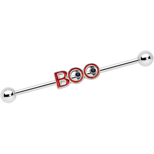14G Black Gem Boo Halloween Industrial Barbell 38mm