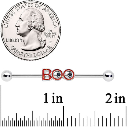 14G Black Gem Boo Halloween Industrial Barbell 38mm