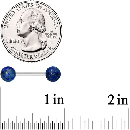 14G 1/2 Elegant Blue Agate Barbell Nipple Ring Set