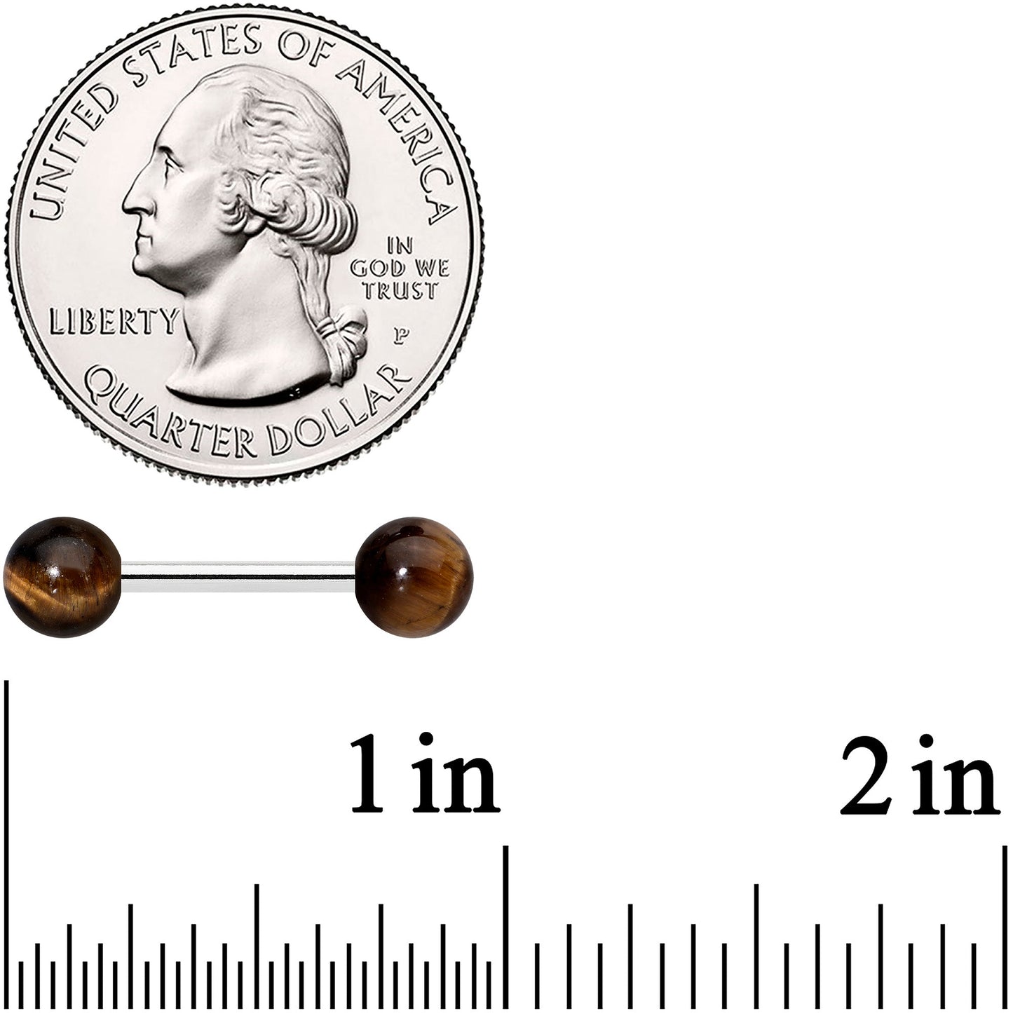 14G 1/2 Elegant Brown Tiger Eye Barbell Nipple Ring Set