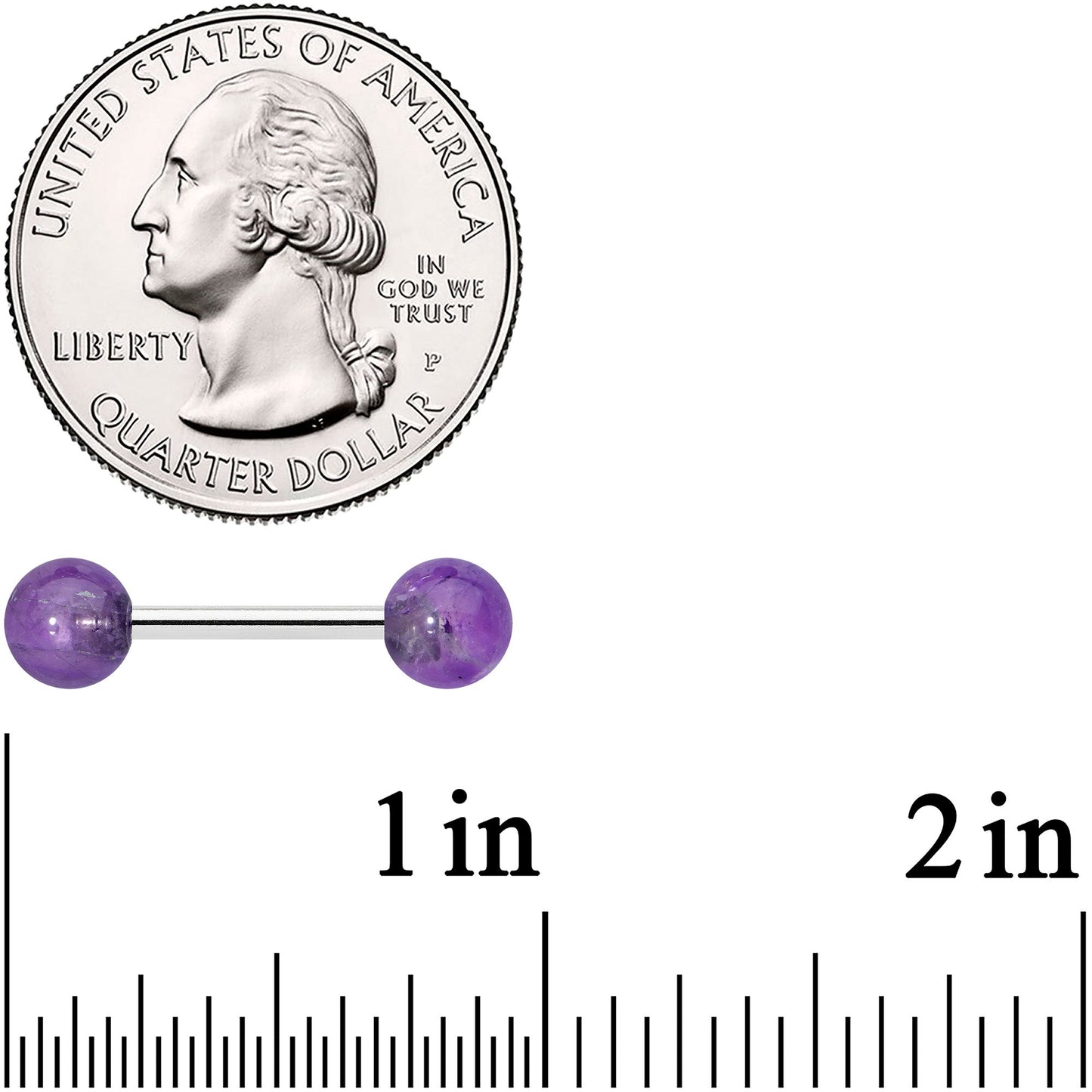 14G 1/2 Elegant Purple Amethyst Barbell Nipple Ring Set