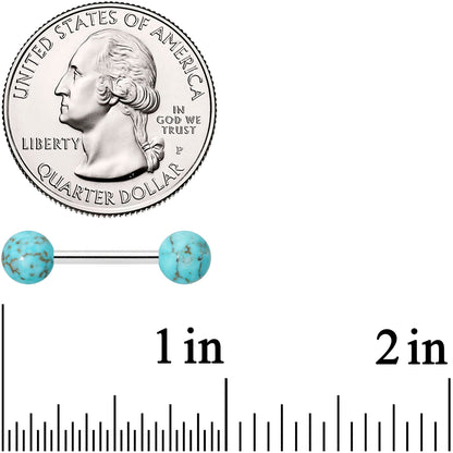 14G 1/2 Elegant Blue Turquoise Barbell Nipple Ring Set