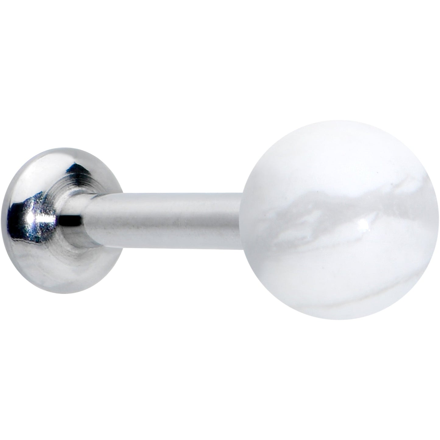 16G 1/4 Elegant White Howlite Internally Threaded Labret Tragus