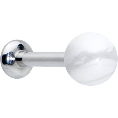 16G 1/4 Elegant White Howlite Internally Threaded Labret Tragus