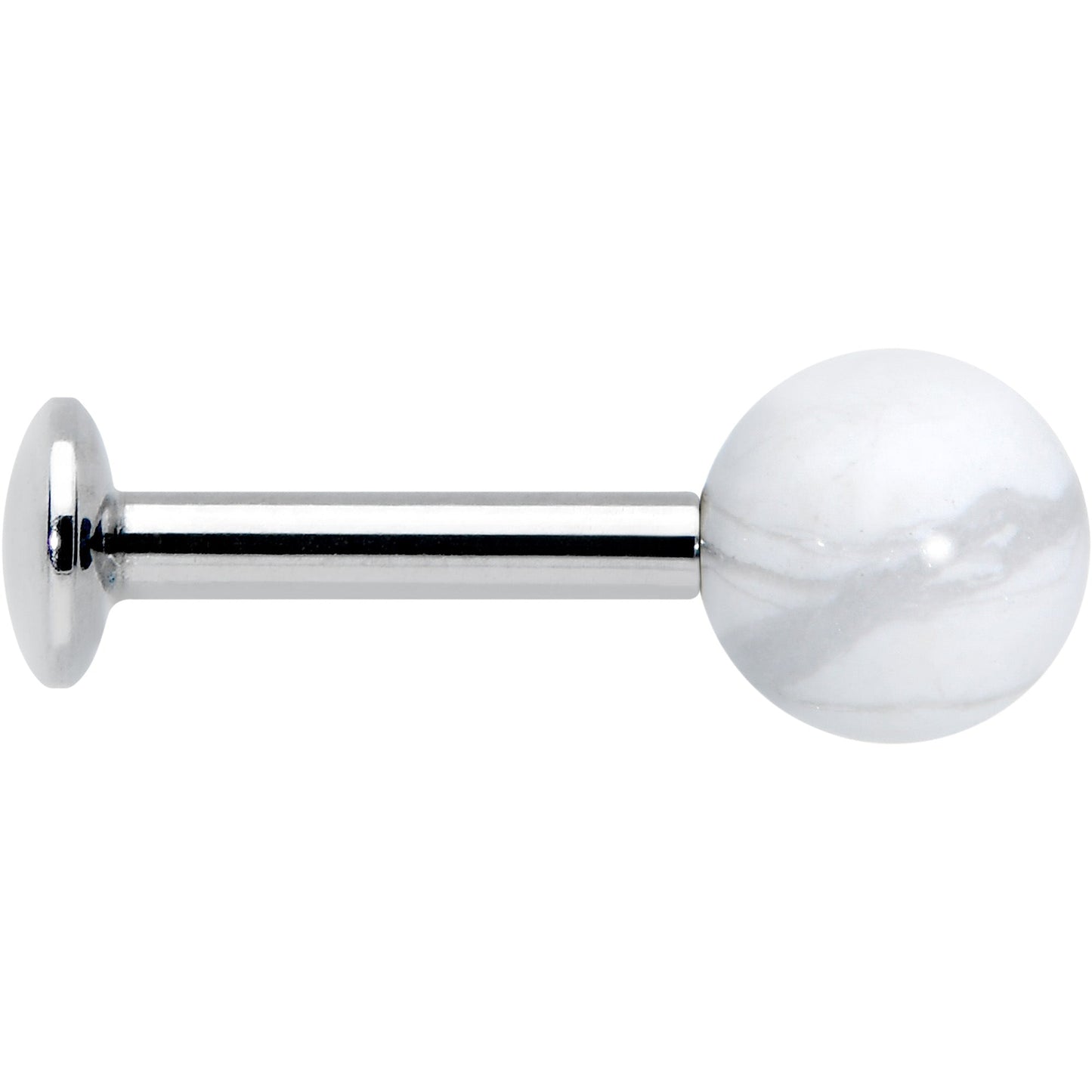 16G 1/4 Elegant White Howlite Internally Threaded Labret Tragus