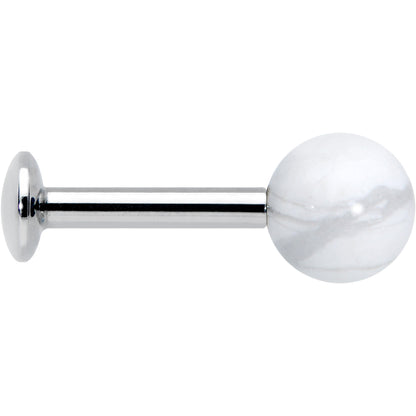 16G 1/4 Elegant White Howlite Internally Threaded Labret Tragus