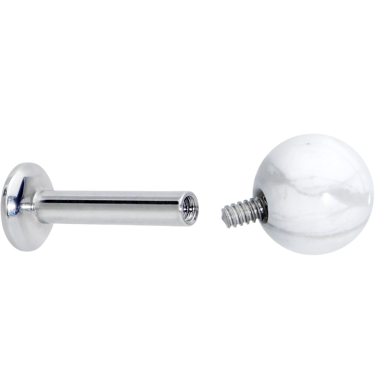 16G 1/4 Elegant White Howlite Internally Threaded Labret Tragus