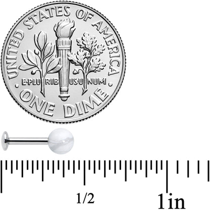 16G 1/4 Elegant White Howlite Internally Threaded Labret Tragus