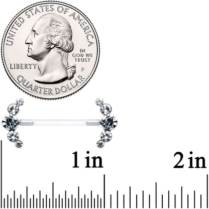 14G 13/16 Clear Gem Bioplast Simple Curve Barbell Nipple Ring Set