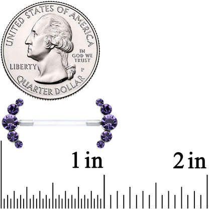 14G 13/16 Purple Gem Bioplast Simple Curve Nipple Ring Set
