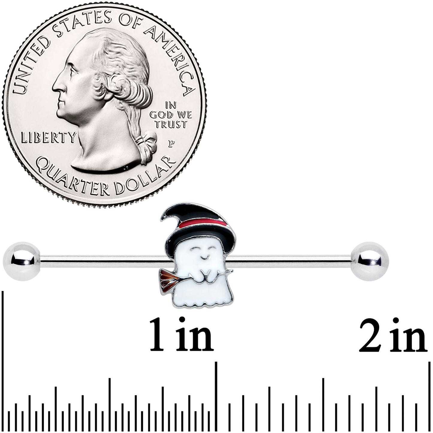 14G Witch Hat Ghost Halloween Industrial Barbell 40mm