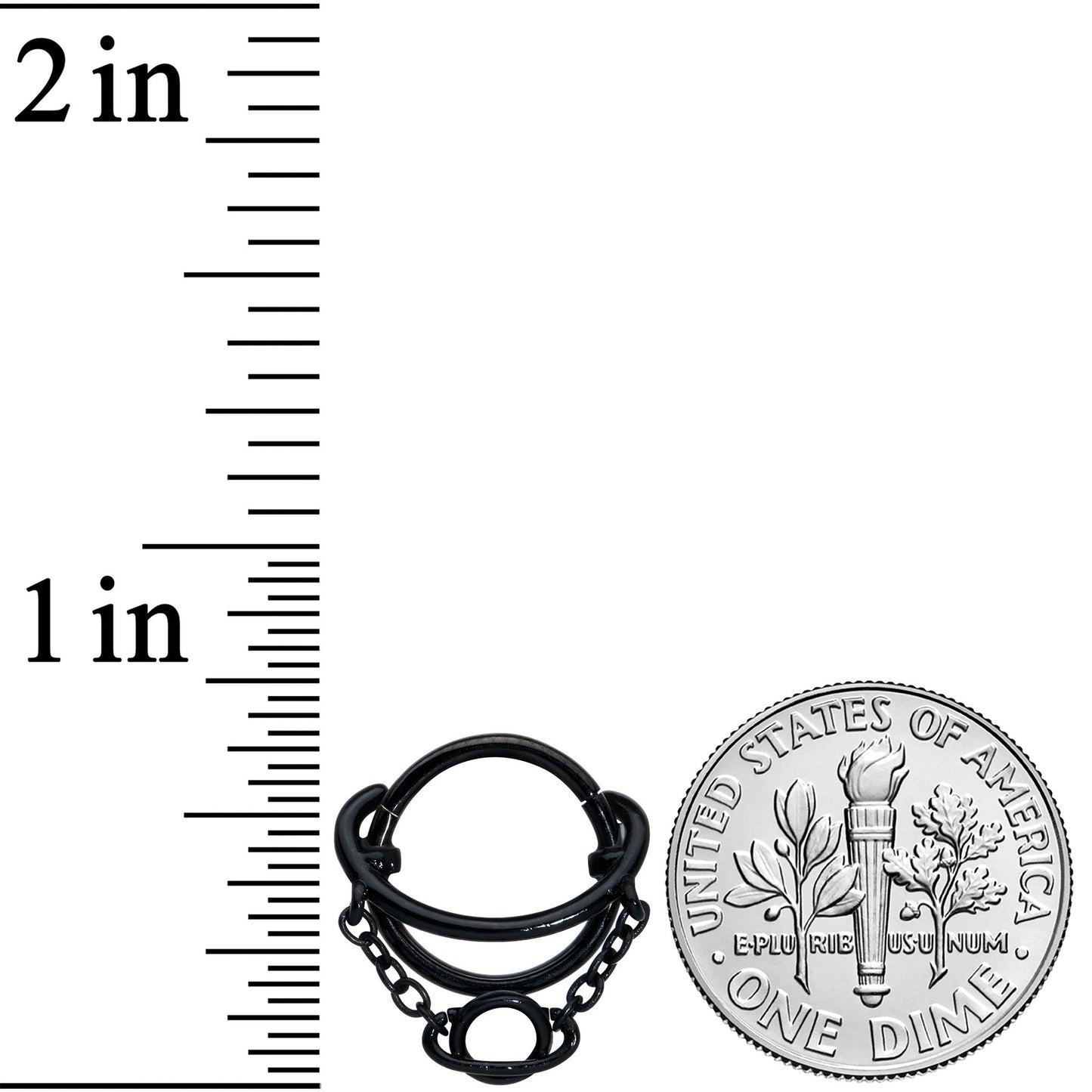 16G 3/8 Black Double Saturn Chain Dangle Hinged Segment Ring