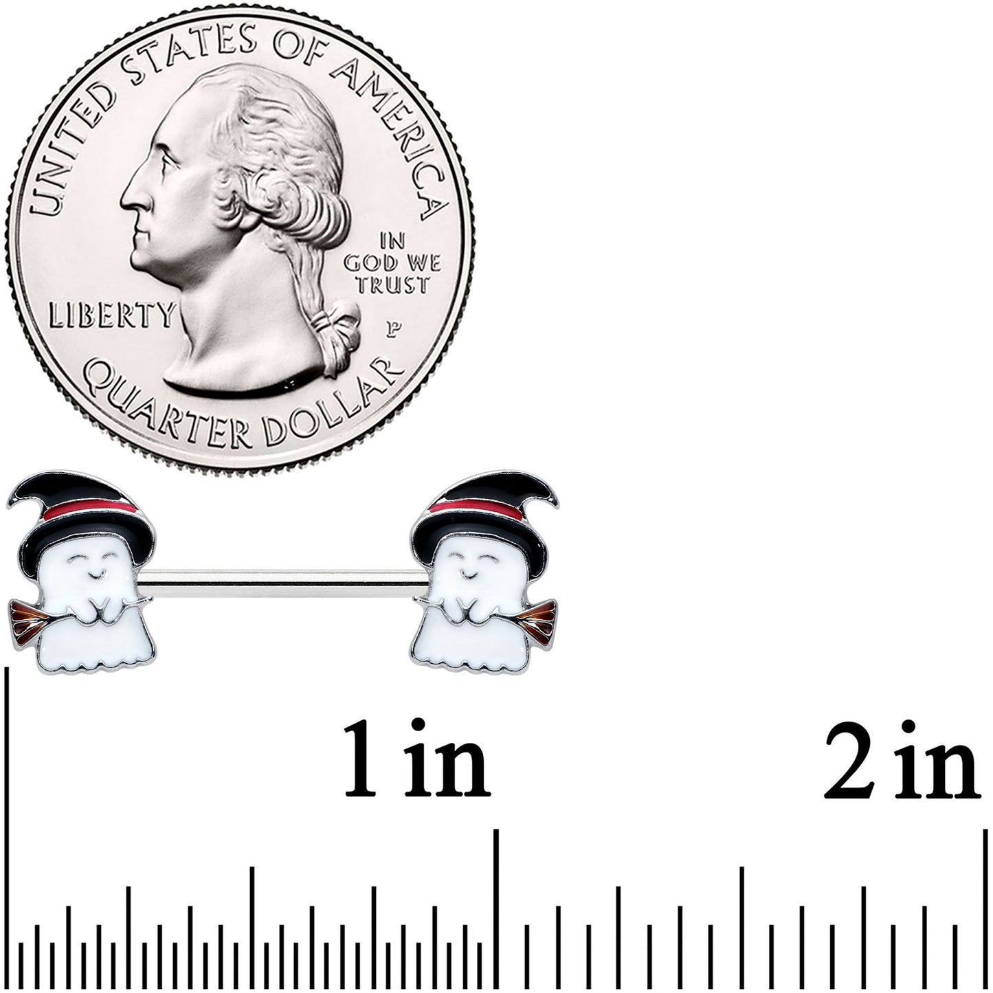 14G 9/16 Witch Hat Ghost Halloween Barbell Nipple Ring Set