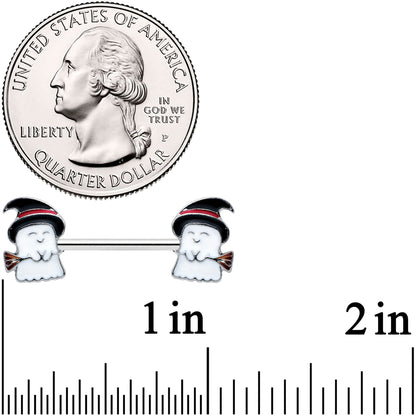 14G 9/16 Witch Hat Ghost Halloween Barbell Nipple Ring Set