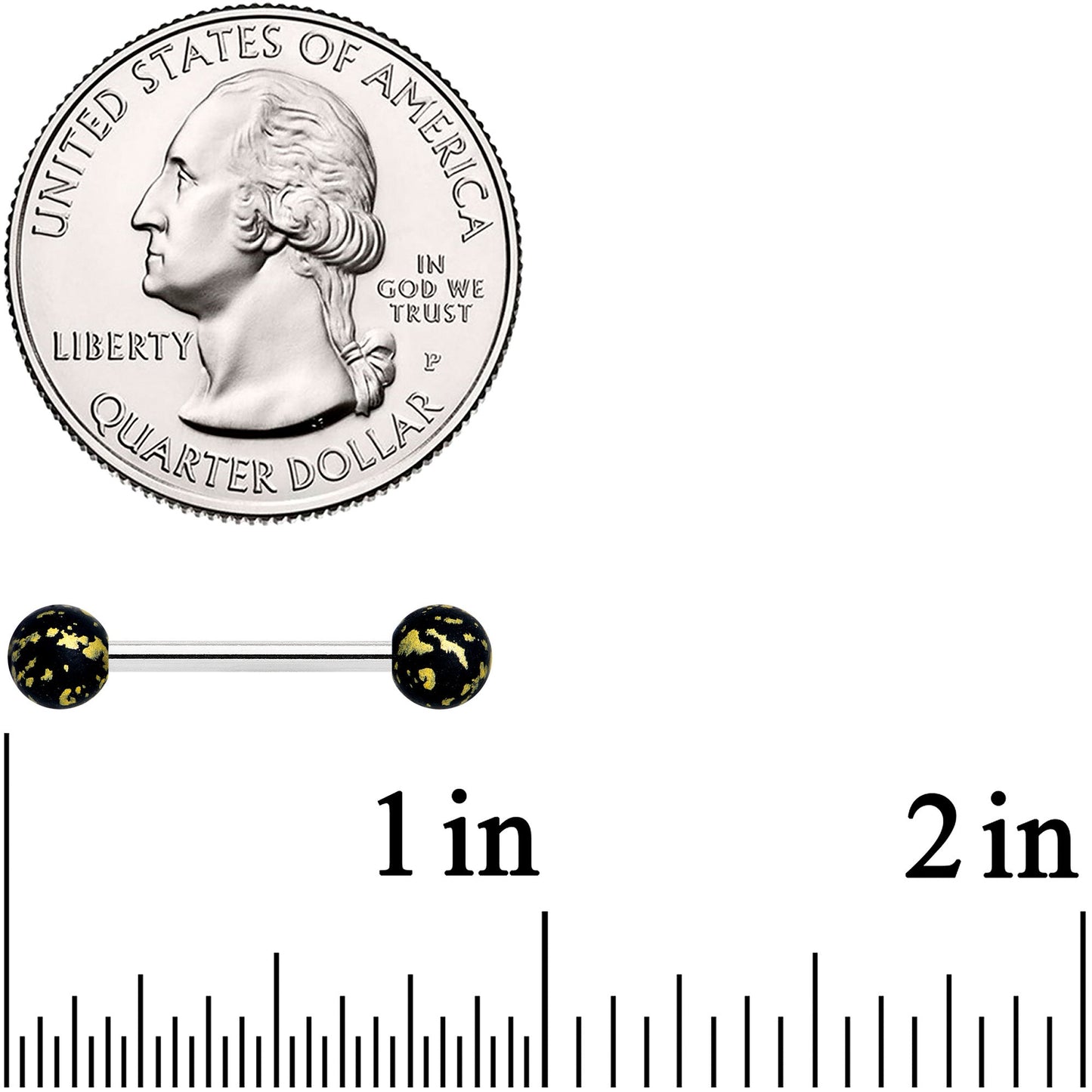 14G 9/16 Matte Black Splatter Barbell Nipple Ring Set