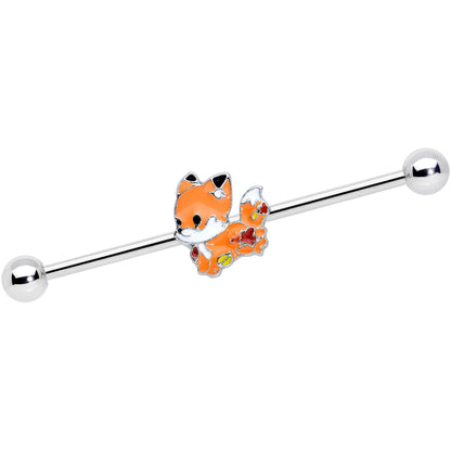 14G Cute Fall Fox Industrial Barbell 38mm