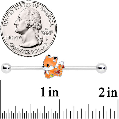 14G Cute Fall Fox Industrial Barbell 38mm