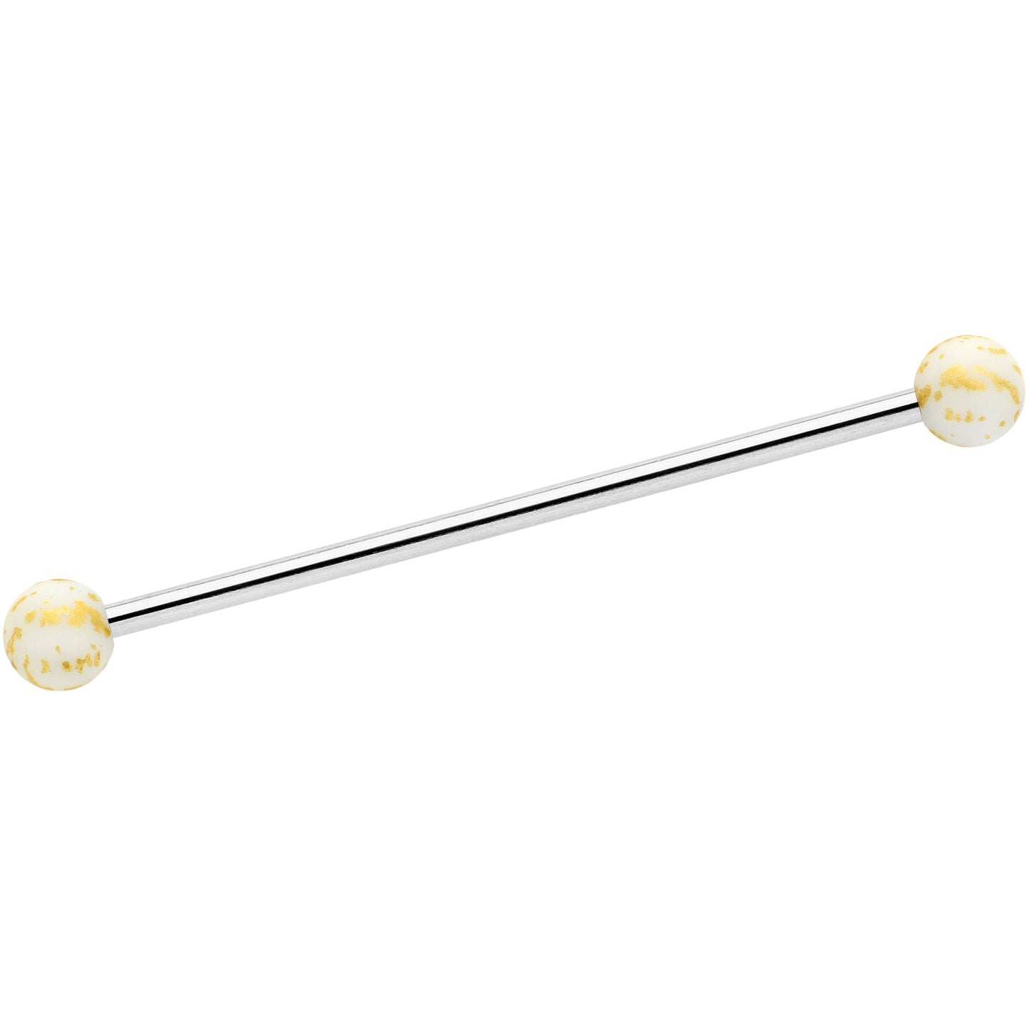 14G Matte White Splatter Pattern Ends Industrial Barbell 38mm