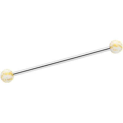14G Matte White Splatter Pattern Ends Industrial Barbell 38mm