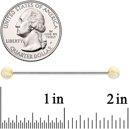 14G Matte White Splatter Pattern Ends Industrial Barbell 38mm