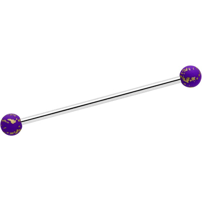 14G Matte Purple Splatter Pattern Ends Industrial Barbell 38mm