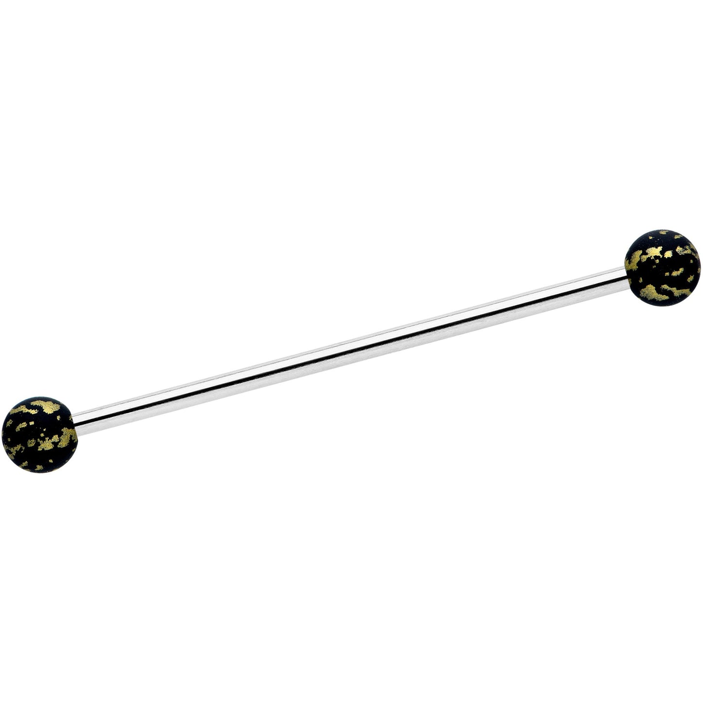 14G Matte Black Splatter Pattern Ends Industrial Barbell 38mm