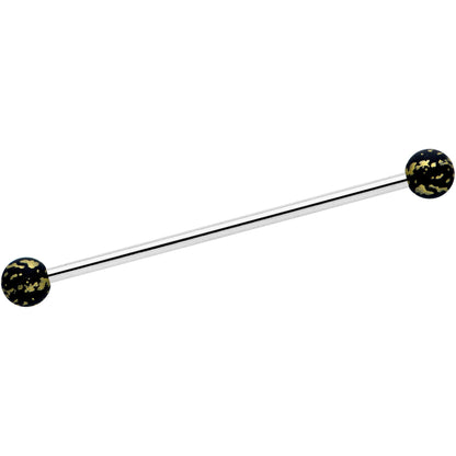 14G Matte Black Splatter Pattern Ends Industrial Barbell 38mm