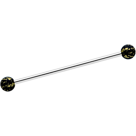 14G Matte Black Splatter Pattern Ends Industrial Barbell 38mm