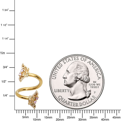 Clear Gem Gold Tone Airy Wing Spiral Twister Belly Ring