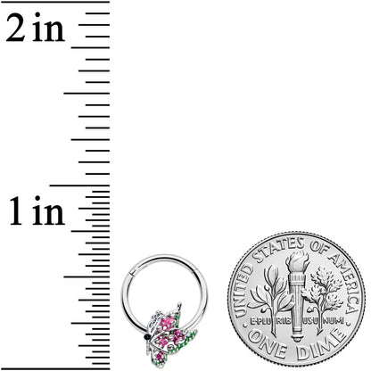 16G 3/8 Textured In Pink Butterfly Hinged Segment Ring