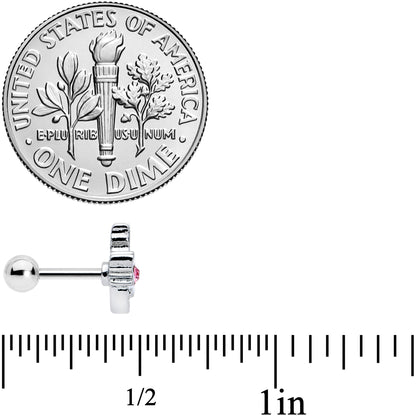 16G 1/4 Pink Gem Black Cat White Flowers Cartilage Tragus Earring