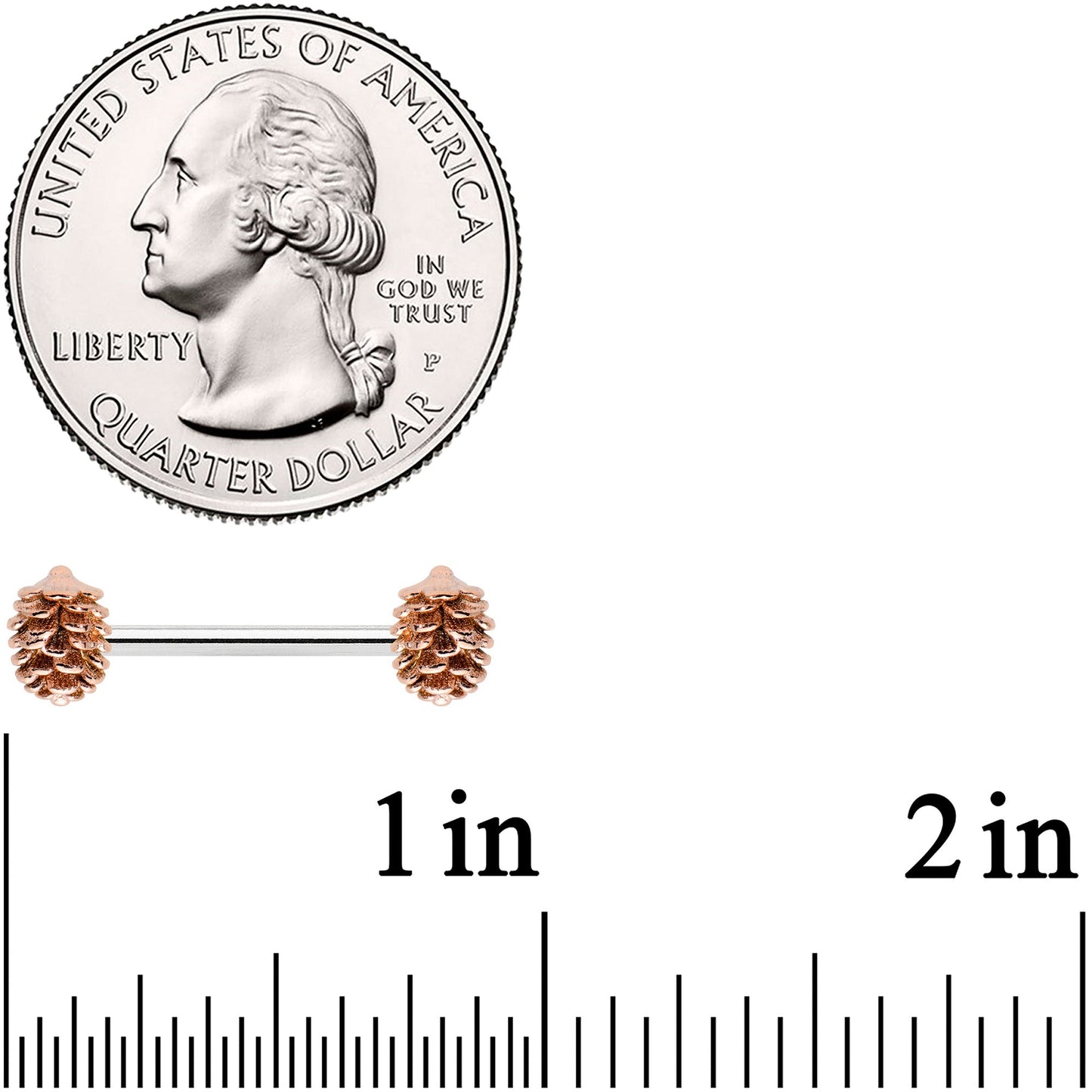 14G 9/16 Autumn Pine Cone Barbell Nipple Ring Set